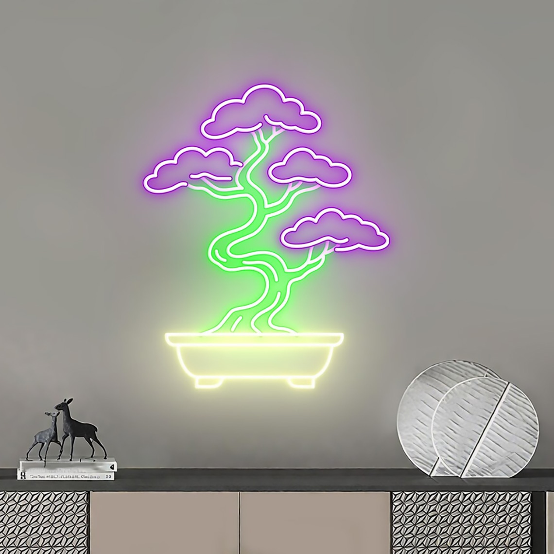 Bonsai Tree Zen Garden - Insegna al Neon con Albero Bonsai,